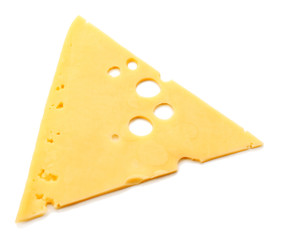 Sliced cheese isolated on white background