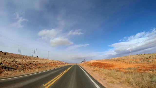 POV driving sandstone Buttes desert Colorado Plateau Monument Valley USA