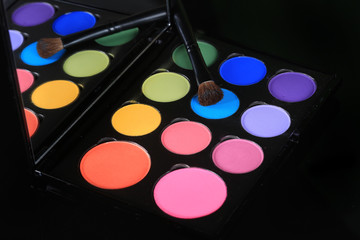 Colorful Eyeshadow Collections on Black Background