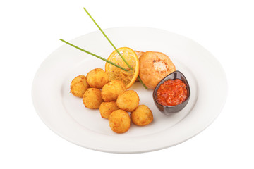 Fried Cheese Balls with meat cutlets