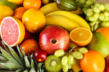 Assortment of exotic fruits close-up