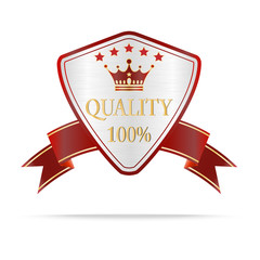 Luxury silver and red quality shields label