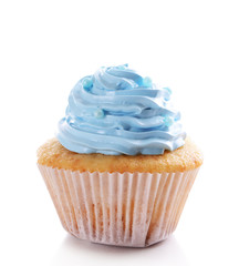 Delicious cupcake isolated on white
