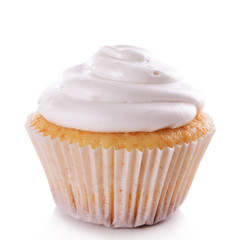 Delicious cupcake isolated on white