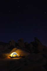 Fototapeta na wymiar Night Camping in Joshua Tree National Park
