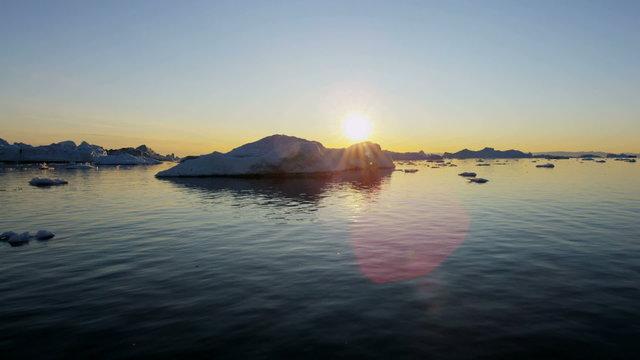 World Heritage Site sunset Disko Bay Greenland Global warming 