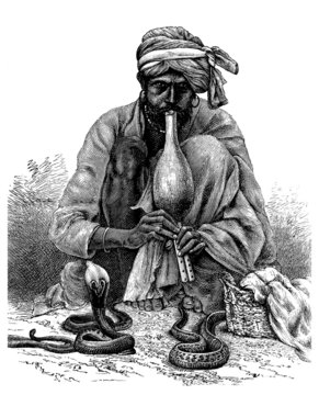 Illustration of Indian snake charmer Drawing by CSA Images - Pixels