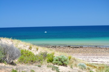 Beautiful azure, blue water beach. Hallett Cove, Australia.