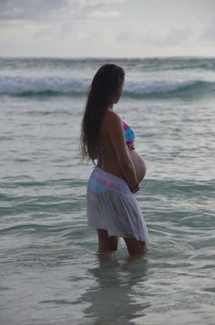 Pregnant girl in the sea
