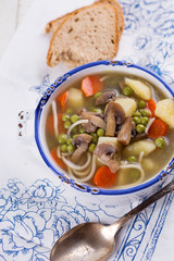 Soup with pasta and vegetables
