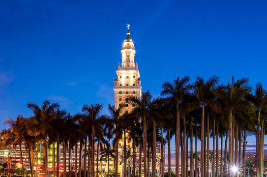 Freedom Tower at twilight in Miami