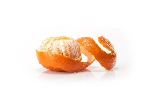 Peel And Orange Wedge On White Background