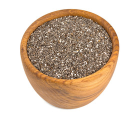 chia seeds in a bowl isolated on white