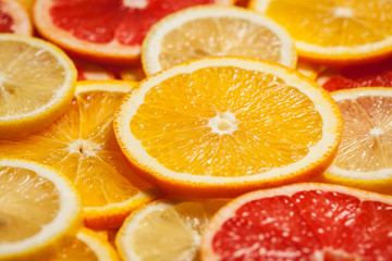 Colorful citrus fruit slices