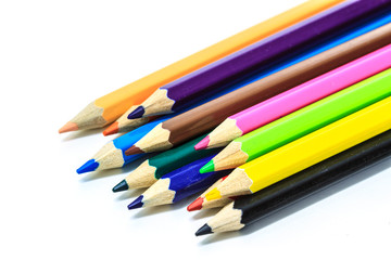 Colour pencils on white