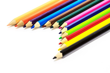 Colour pencils on white