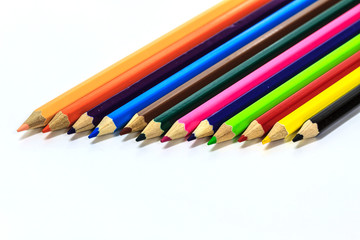 Colour pencils on white