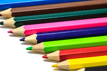 Fototapeta premium Colour pencils on white