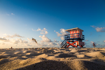 Naklejka premium Colorful Lifeguard Tower in South Beach, Miami Beach,