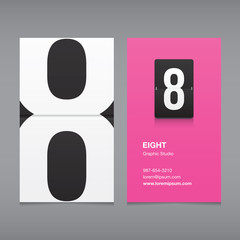 Business card with a number logo, numeral 8