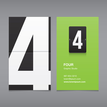 Business card with a number logo, numeral 4