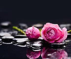 Foto op Plexiglas Two rose and wet stones © Mee Ting