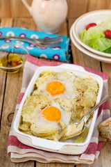 French style potato gratin with cheese and eggs