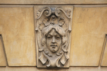 Mascaron on the Art Nouveau building in Prague.