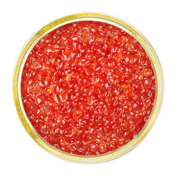Red caviar in metal can
