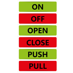 set of six on off open close push pull switches