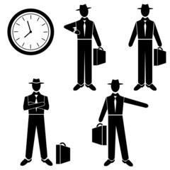 Silhouette of a Businessman waiting for - vector set