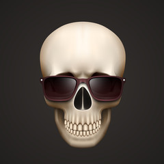 Human skull isolated with sunglasses