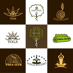 Set of logos of yoga and meditation
