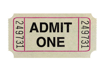 Gray admit one old movie or theater admission ticket stub isolated white background photo © david_franklin