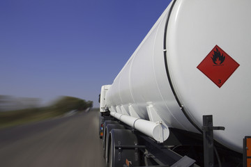 Tanker lorry or truck on a motorway - obrazy, fototapety, plakaty