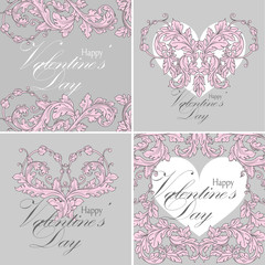 Set of valentines day greeting cards.