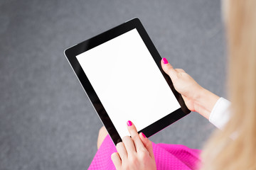 Woman using ipad
