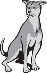 Husky Shar Pei Cross Dog Sitting Cartoon