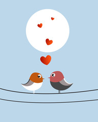 Valentine birds on moonlight