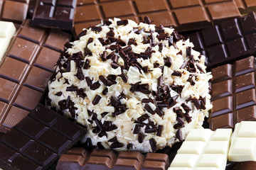 still life of chocolate with chocolate cake