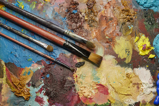 Brushes on a canvas
