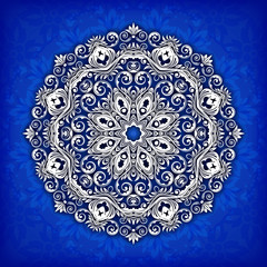 Abstract vector circle floral ornamental border.
