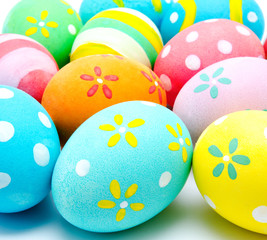 Colorful handmade easter eggs isolated