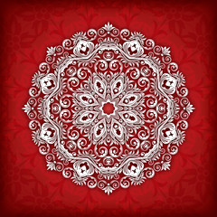 Abstract vector circle floral ornamental border.