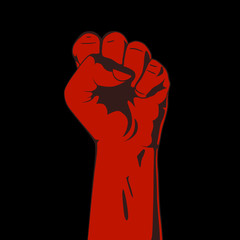 Clenched fist. Red and black