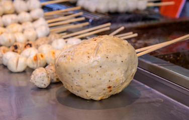 Grilled big meatball fast food in market Thailand