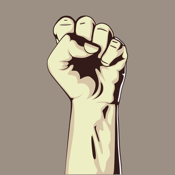 Clenched fist held high in protest