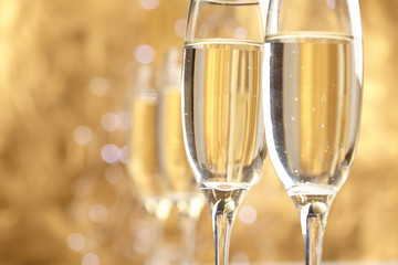 Champagne on gold background