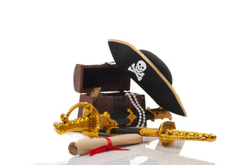 Pirate treasure isolated on white