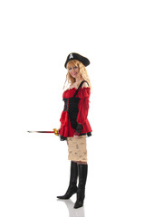 Pirate woman holding map